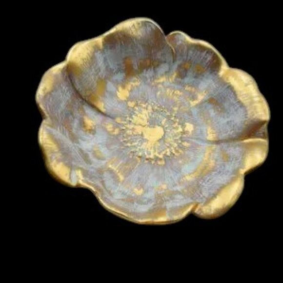 Vintage MCM Stangl Hand Painted Antique Gold Art Pottery Floral Bowl - Picture 4 of 10